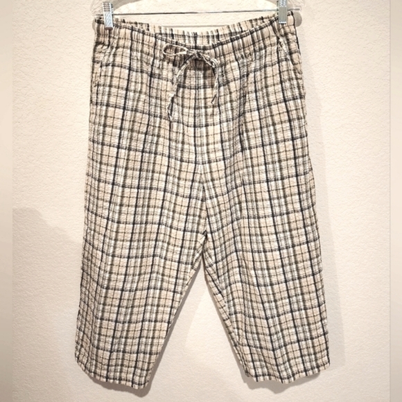 Erika Woman Plaid Drawstring Capris 100% Cotton - Picture 1 of 3